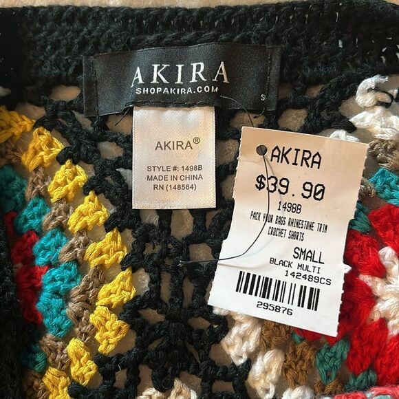 New! AKIRA PACK YOUR BAGS RHINESTONE TRIM CROCHET SKIRT SIZE SMALL - Picture 11 of 13